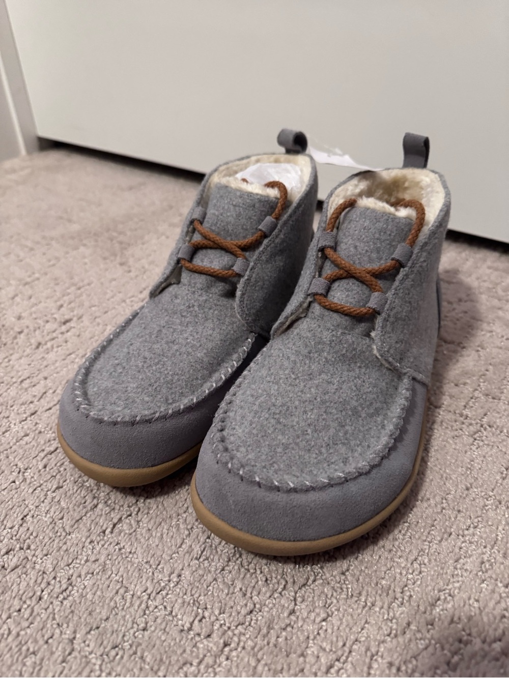 Lands' End Gray Moccasins with Brown Laces